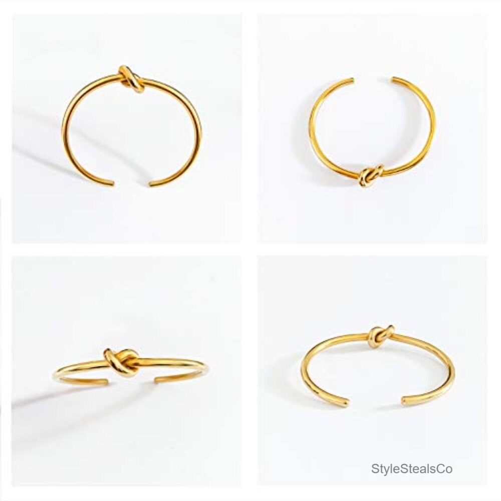 Adjustable Infinity Knot Bangle Bracelet, 18k Gol… - image 2